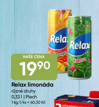 Relax limonáda různé druhy 0,33l Plech 