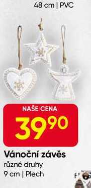 Vánoční závěs různé druhy 9 cm, Plech