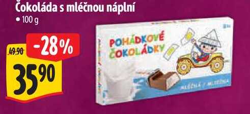 Čokoláda s mléčnou náplní, 100 g