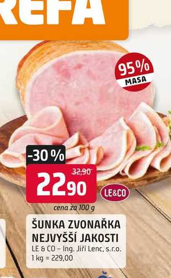 Le & Co Šunka zvonařka nejvyšší jakosti 100g