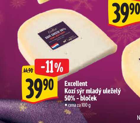   Excellent Kozí sýr mladý uleželý 50%-bloček 100 g