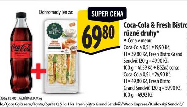 Coca-Cola & Fresh Bistro různé druhy