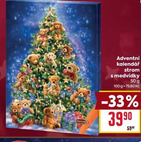 Adventní kalendář strom s medvídky 50 g 