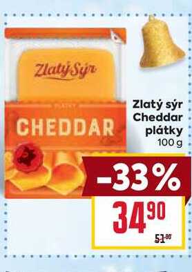 Zlatý sýr Cheddar plátky 100 g