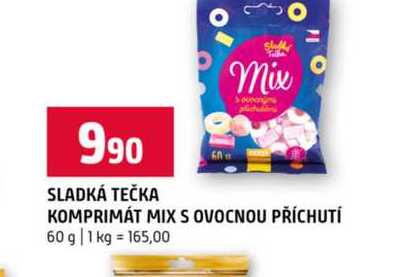 SLADKÁ TEČKA KOMPRIMÁT MIX S OVOCNOU PŘÍCHUTÍ 60 g 