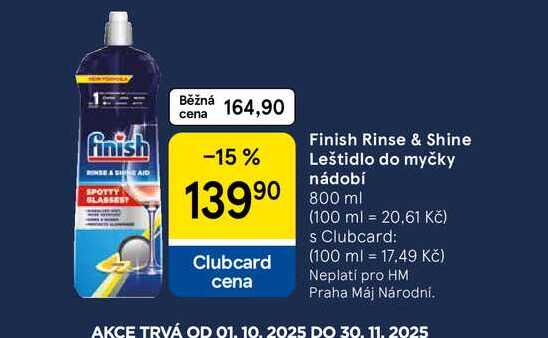 Finish Rinse & Shine Leštidlo do myčky nádobí, 800 ml