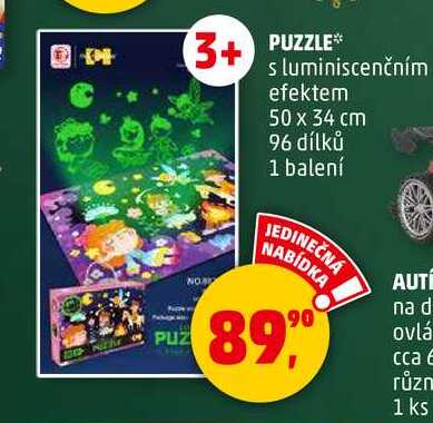 PUZZLE s luminiscenčním efektem 50 x 34 cm 96 dílků, 1 balení 