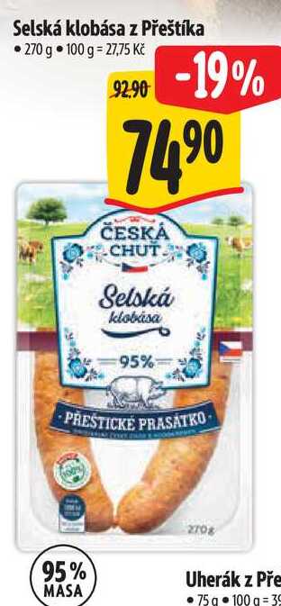 Selská klobása z Přeštíka, 270 g