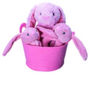 Zajíček růžový s chrastítkem