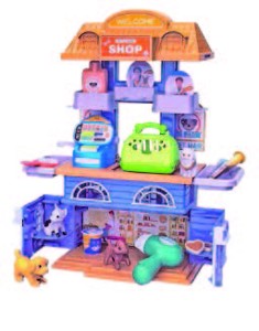 Zvířecí domeček/
obchod 2 v 1 s doplňky