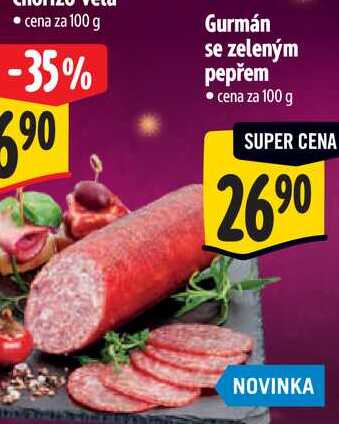 Gurmán se zeleným pepřem, cena za 100 g