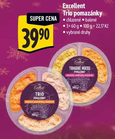 Excellent Trio pomazánky, 3x 60 g