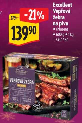 Excellent Vepřová žebra na pivu, 600 g