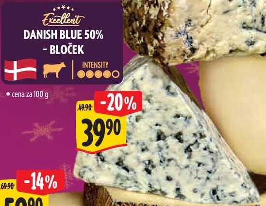 DANISH BLUE 50% - BLOČEK, cena za 100 g