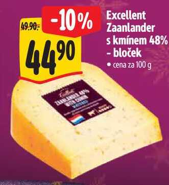 Excellent Zaanlander s kmínem 48% - bloček, cena za 100 g