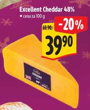 Excellent Cheddar 48%, cena za 100 g