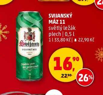 SVIJANSKÝ MÁZ 11 světlý ležák plech, 0,5 l