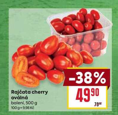 Rajčata cherry oválná balení, 500 g 