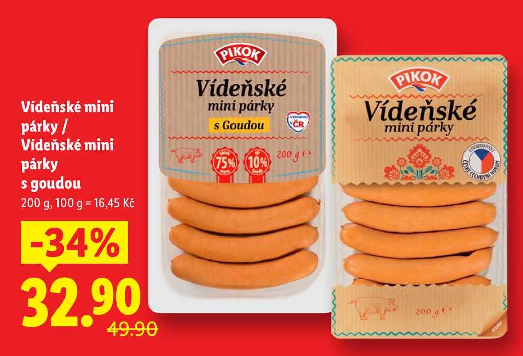 Vídeňské mini párky/Vídeňské mini párky s goudou, 200 g