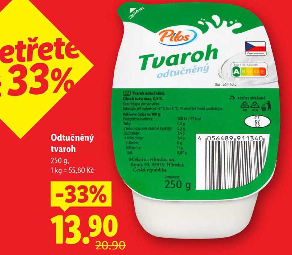 Odtučněný tvaroh, 250 g