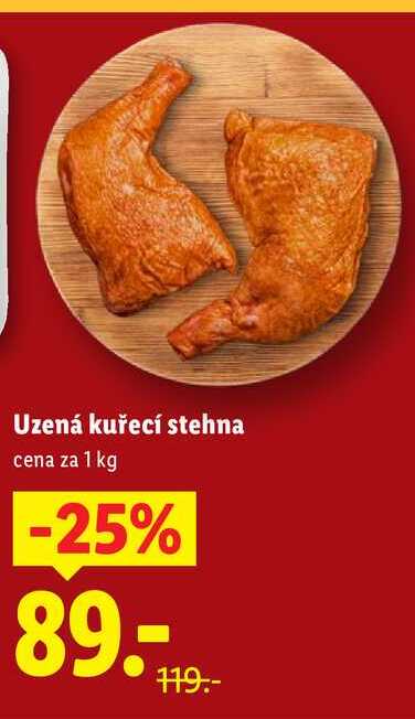 Uzená kuřecí stehna, cena za 1 kg 