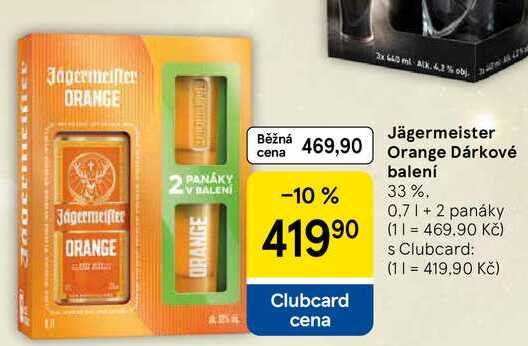 Jägermeister Orange Dárkové 33%, 0.7 l + 2 panáky