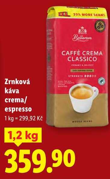 Zrnková káva crema/espresso, 1,2 kg