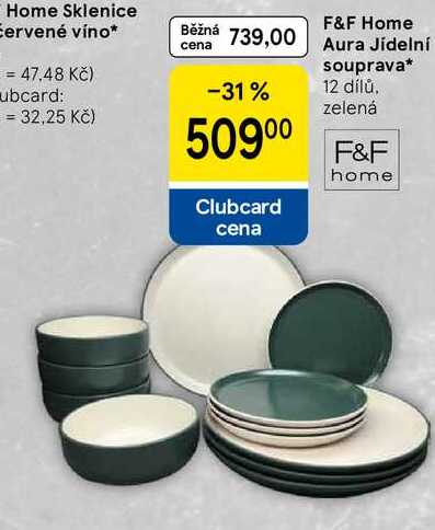 F&F Home Aura Jídelní souprava, 12 dílů. zelená