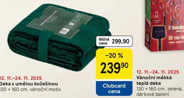 Vánoční měkká teplá deka, 130 x 160 cm, zelená, dárkové balení 