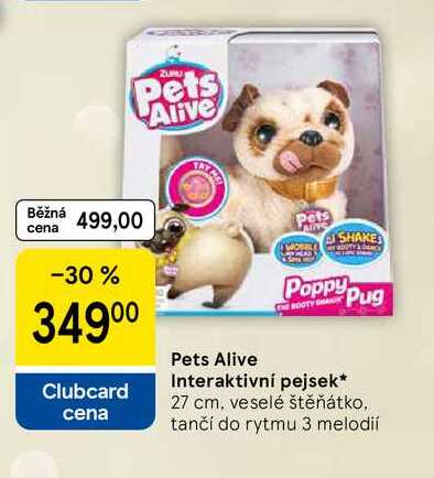 Pets Alive Interaktivní pejsek, 27 cm, veselé štěňátko. tančí do rytmu 3 melodií 