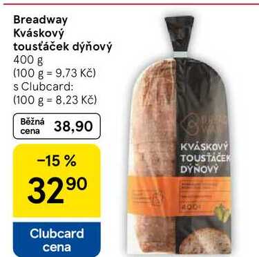 Breadway Kváskový tousťáček dýňový, 400 g