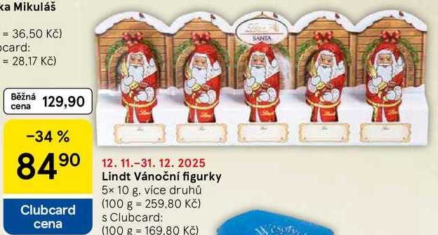 Lindt Vánoční figurky, 5x 10 g, více druhů 