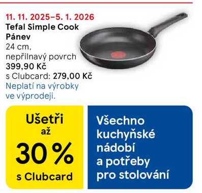 Tefal Simple Cook Pánev 24 cm. nepřilnavý povrch 
