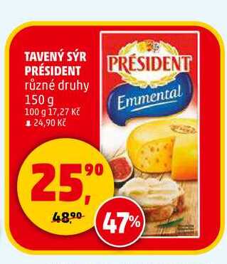 TAVENÝ SÝR PRÉSIDENT, 150 g