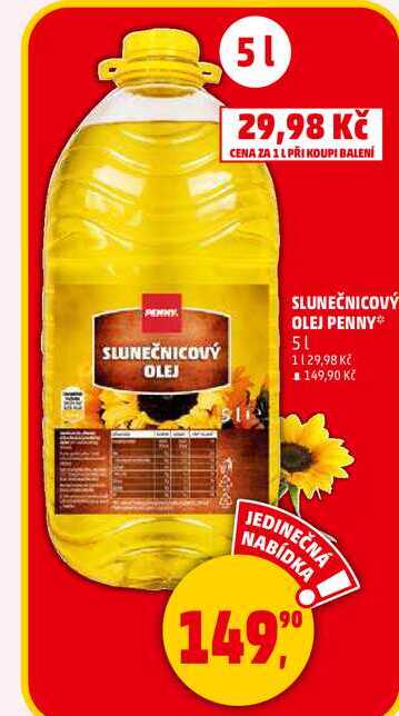 SLUNEČNICOVÝ OLEJ PENNY, 5 l