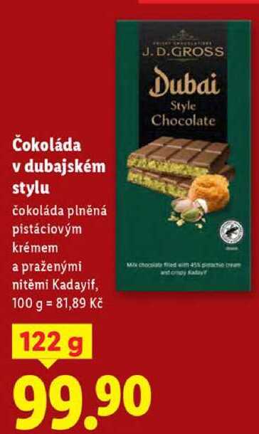 Čokoláda v dubajském stylu, 122 g