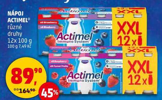 NÁPOJ ACTIMEL, 12x 100 g