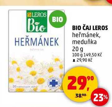 BIO ČAJ LEROS heřmánek, meduňka, 20 g