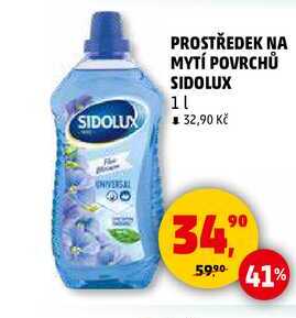 PROSTŘEDEK NA MYTÍ POVRCHŮ SIDOLUX, 1 l