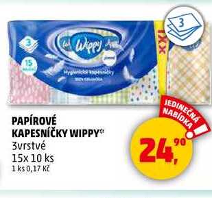 PAPÍROVÉ KAPESNÍČKY WIPPY, 15x 10 ks