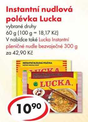 Instantní nudlová polévka Lucka, 60 g 