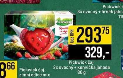 Pickwick čaj 2x ovocný + konvička jahoda 80g