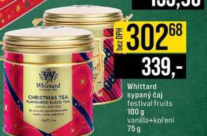 Whittard sypaný čaj festival fruits 100 g vanilla+kořeni 75g