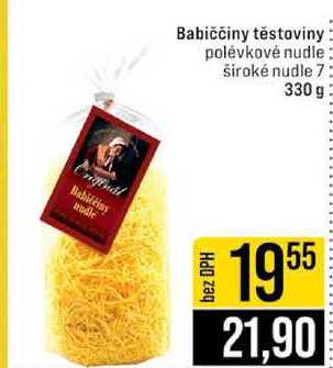 Babiččiny těstoviny polévkové nudle široké nudle 7 330 g