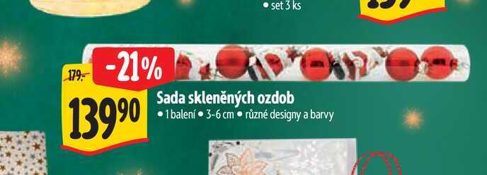 Sada skleněných ozdob 1 balení 3-6 cm