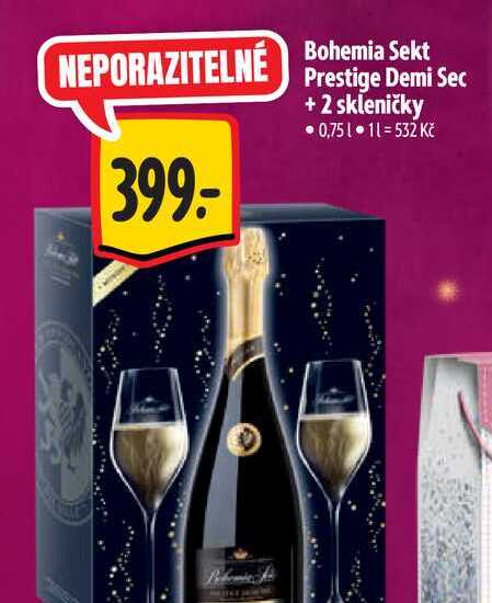 Bohemia Sekt Prestige Demi Sec 0,75 l +2 skleničky