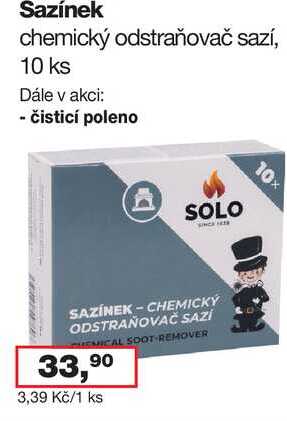 Sazínek chemický odstraňovač sazí, 10 ks