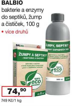 BALBIO bakterie a enzymy do septiků, žump a čističek, 100 g 