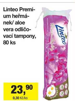Linteo Premium heřmánek/ aloe vera odličovací tampony, 80 ks