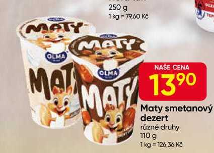 Olma Maty smetanová přesnídávka s kakaem a oříšky 110g